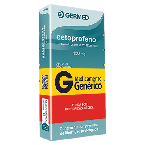 Cetoprofeno Genérico Germed Pharma 150mg caixa com 10 comprimidos de liberação prolongada