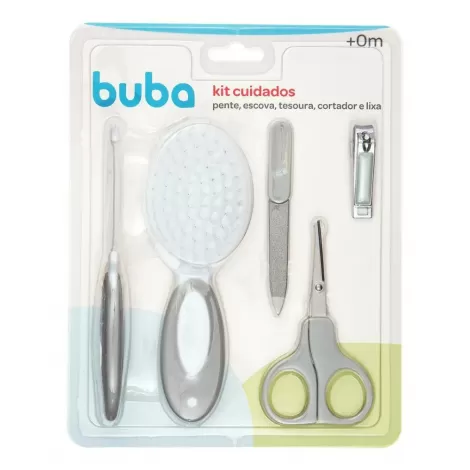 Kit Cuidados Buba Esc+Pente+Tesoura+Cortador+Lixa Cinza 13687