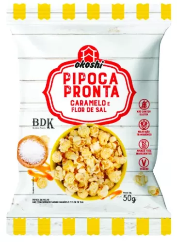 Pipoca Pronta Caramelo E Flor De Sal Okoshi 50G