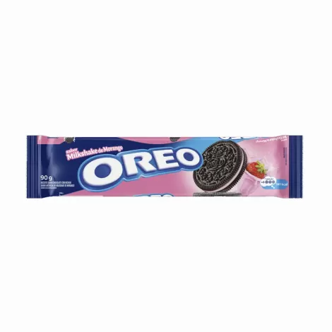 Biscoito Sabor Milkshake de Morango Recheado Pacote com 90g - Oreo