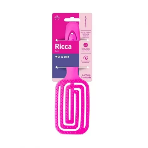 Escova De Cabelo Desembaraçante Flex Wet E Dry Rosa Ricca