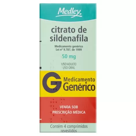 Citrato de Sildenafila Genérico Medley 50mg 4 comprimidos revestidos