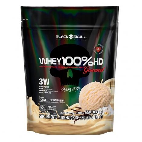 Refil Whey 100%  Hd Gourmet 900G Baunilha Black Skull