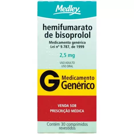 Hemifumarato de Bisoprolol Genérico Medley 2,5mg 30 comprimidos