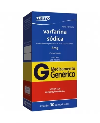 Varfarina Sódica Genérico Teuto 5mg 30 comprimidos