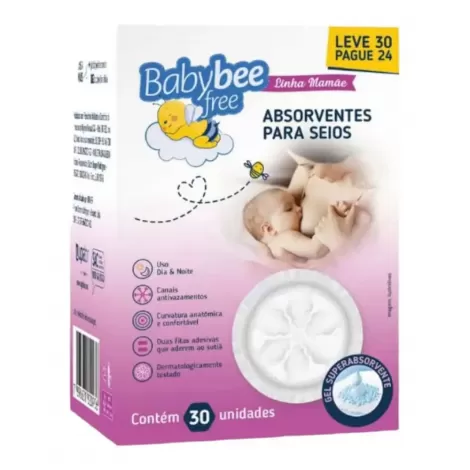 Absorventes Para Seios Baby Bee Free  C 30 Unidades