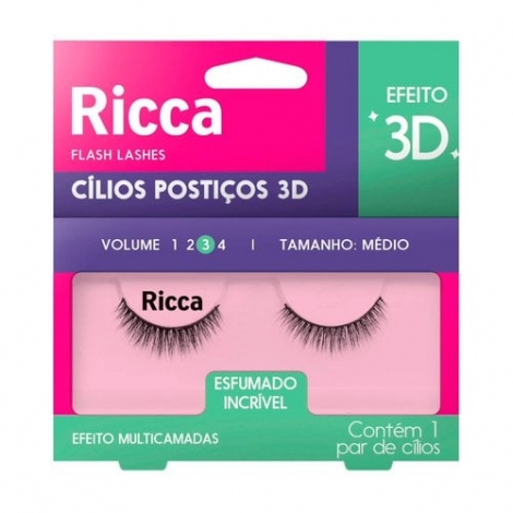 Cilios Posticos Ricca 3D Vol 03 Medio Ref 406 1Un