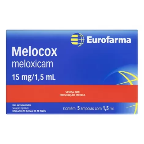 Melocox Ampola Eurofarma 15mg | 5 ampolas de 1,5ml