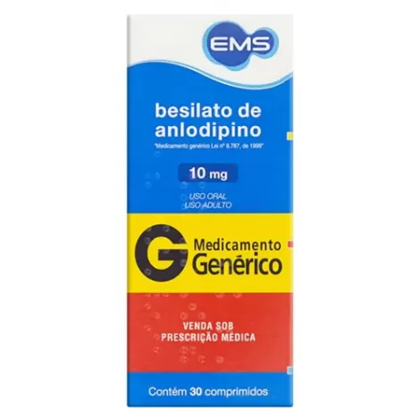 Besilato de Anlodipino Genérico EMS 10mg 30 comprimidos