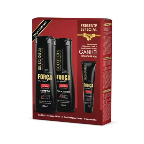BIO EXTRATUS KIT FORCA PIMENTA SHAMPOO 350ML+CONDICIONADOR 350ML+GRATIS MASCARA 90G x 1