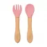 Kit Talheres Buba Silicone Bambu Rosa