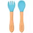 Kit Talheres Buba Silicone E Bambu Azul